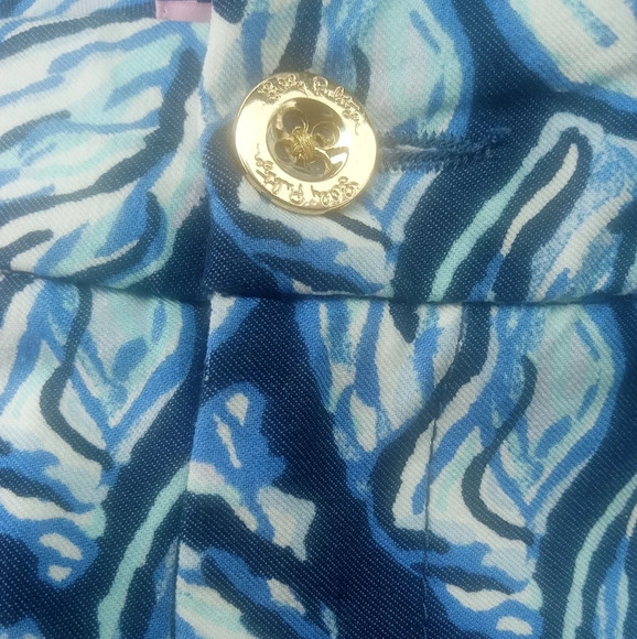 Lilly Pulitzer High Tide Navy Blue Drop Seashell Keiliani Stretch Pants Size 6 - Picture 6 of 6